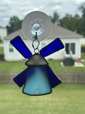Holland Style Windmill Stained Glass Window Suncatcher 4” picture
