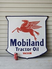 GIANT VINTAGE MOBILAND OIL TRACTOR PEGASUS PORCELAIN SIGN 30