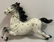 VINTAGE MCM CERAMIC HORSE WALL ART PLAQUE RUNNING APPALOOSA HORSE JAPAN 13” picture