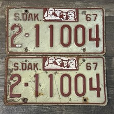 1967 South Dakota license plates.  Pennington County- Solid Shape- Restorable picture