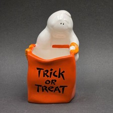 Vintage AGC Ghost Trick Or Treat Ceramic Halloween Candy Dish Holder picture