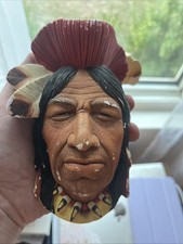Bossons Chalkware Wall Decor Head Native American Tecumseh Indian Chief Vtg 1966 picture