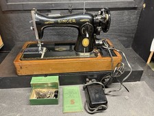 Antique Singer Sewing Machine Model #15 1953 Works AL482556 With Case USA picture