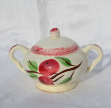 Blue Ridge Crab Apple Sugar Bowl with lid  Hand painted Southern Potteries picture