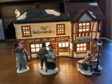 VintageDept 56 Dickens Village 1987 Old Curiosity Shop Cracked Roof Figures CJF picture