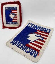 2 Well Used CONRAD AMERICAN Advertising Patch Vtg Farm Bin Grain Storage 3X4 5X7 picture