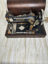 Vintage 1926 Singer 128 Sewing Machine La Vencedora Decals Wooden Case MOVES picture