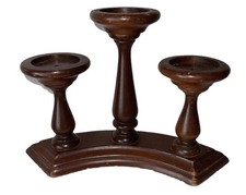 VTG Wood Triple Candle Holder Candelabra Rustic Farmhouse Centerpiece  picture