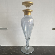 Heisey crystal perfume bottle 7H, iridescent blue tint and a gold gilded stopper picture