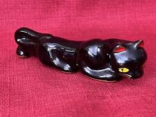 Black Panther Cat Redware Ceramic Figurine Made in Japan Vintage picture