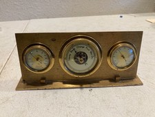 Vintage Made In Germany Barometer Hygrometer Temperature Solid Brass Compass picture