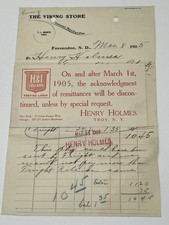 1905 Viking Store Fessenden ND Invoice Henry Holmes H&L Collars Advertising picture