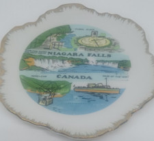 VTG Niagara Falls Souvenir Plate Canada Gold Trim 6 