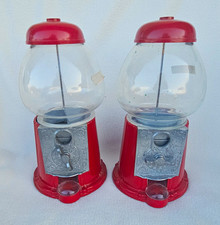 2 Vintage 1985 Carousel  Tabletop Gumball Machines Red with Glass Globe picture