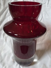 RED Waterford Marquis Crystal Ruby Red Art Deco Vase 9 7/8 In 6.7lb, Signed picture