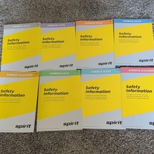 Set Of 8 Spirit Airlines Safety Information Cards Airbus A320/A321/A321neo picture