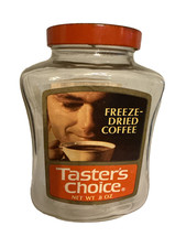 Vintage 1970s Red Nestle Taster's Choice 8 oz Instant Coffee Glass Jar Empty Wow picture