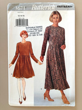 1990's Butterick Misses'  Dress Pattern 3671 Size 12-16 UNCUT picture