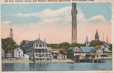 Provincetown MA Pilgrim Monument New Central House Harbor Postcard c1920s picture