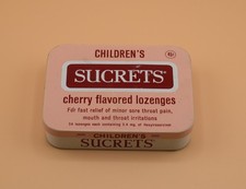 VINTAGE TIN SUCRETS CHILDRENS CHERRY FLAVORED LOZENGES picture