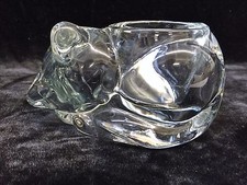 Clear Glass Sleeping Cat/Kitty Tea Light Votive Holder picture