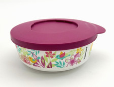 NEW Tupperware Falling for Floral 10 oz Bowl #7641 Purple Twist Lock Seal #7766 picture