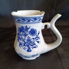 Vintage Karlovy Vary Viva Dalovice Czech Porcelain Spa Sipping Cup Blue White picture