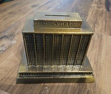Vintage Banthrico First National Bank of Warren MI Metal Coin Bank with Key picture