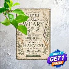 Scripture Floral Faith Quote Tin Sign Uplifting Spiritual Metal Plaque 8x12 Inch picture