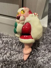 Vintage UAC Geoffrey - ceramic PINK PANTHER Santa w sack - CHRISTMAS ORNAMENT picture