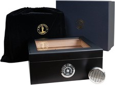 Glass Top Cigar Humidor Box with Hygrometer Desktop Humidifier Wood Cigar Case picture