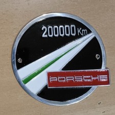 Vintage POR SCHE G RILl 200.000 KM 8cm black Placca Plakette LG416 picture