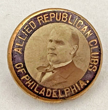 1900 WILLIAM MCKINLEY ALLIED REPUBLICAN CLUB OF PHILA PINBACK BUTTON JH SHAW CO picture