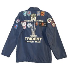 Vintage General Electric Trident Launch Team Jacket 35 Patches Snap Blue Small picture