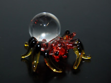 Glass Spider Miniature Scary Hand Blown Collectible Small Red-Black Yellow Clear picture