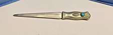 Vintage Early Southwest Turquoise/Malachite Nickel Silver Letter Opener picture