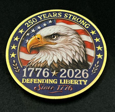 US Bald Eagle *250 Years Strong USA* ENGRAVED 1776-2026 Commemorative Coin Medal picture