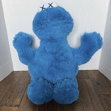 KAWS x Sesame Street Cookie Monster Plush Uniqlo Blue Stuffed Toy 18” *NWT* picture