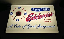 Vintage Edelweiss Brewing Co Chicago Cheery-Beery Beer Lighted Clock Sign - READ picture