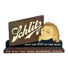 VTG 1940s Schlitz Beer Just the Kiss of the Hops KCS Form 365 Back Bar Display picture