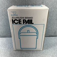 Zojirushi Ice Pail Bucket w Lid Tongs White Chrome 1.2L Bar Drinking Japan VTG picture