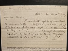 1858 Lyman C. Draper ALS & Circular on School Libraries – WI Education Pioneer picture