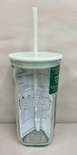 NEW Starbucks Recycled Glass Triangle Bottom Cold Cup Tumbler 16 oz Mint Green picture