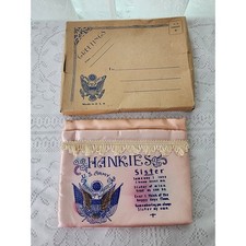 Vintage WWII US Army Sister Silk Handkerchief Case Souvenir with Envelope 1940s picture