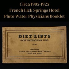 Antique 1913-1919 French Lick Springs Hotel Physicians Medical Diet Booklet Rare picture