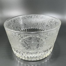 Antique Paden City Spring Orchard Ice Bucket Bowl Dish Clear Frosted Etched VTG picture