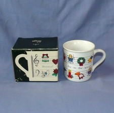 VTG 1984 Hallmark Mugs Coffee Cup Christmas Joy To The World Music Notes Angels picture
