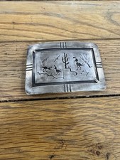 Vintage  Native Sterling Silver Carved/stamped Belt Buckle picture