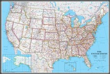 Laminated 24x36 USA Wall Map Current Highways Cities Topography Office Home S... picture