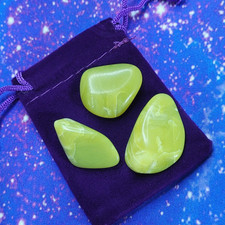 3 Healerite Noble Serpentine Tumbled Stones w/Pouch 16g Washington Healing Set picture